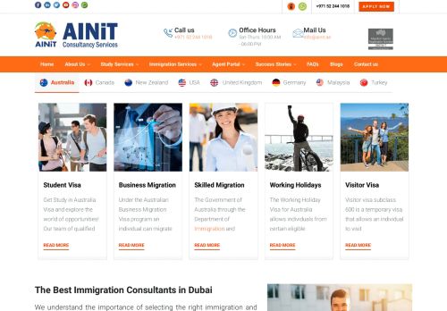 لقطة شاشة لموقع AINiT - immigration Consultants - Education Consultant in Dubai
بتاريخ 17/12/2020
بواسطة دليل مواقع آوليستس